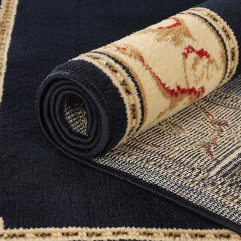Tapis à médaillon floral classique élégant Dodington, Rectangle 6 pi x 9 pi