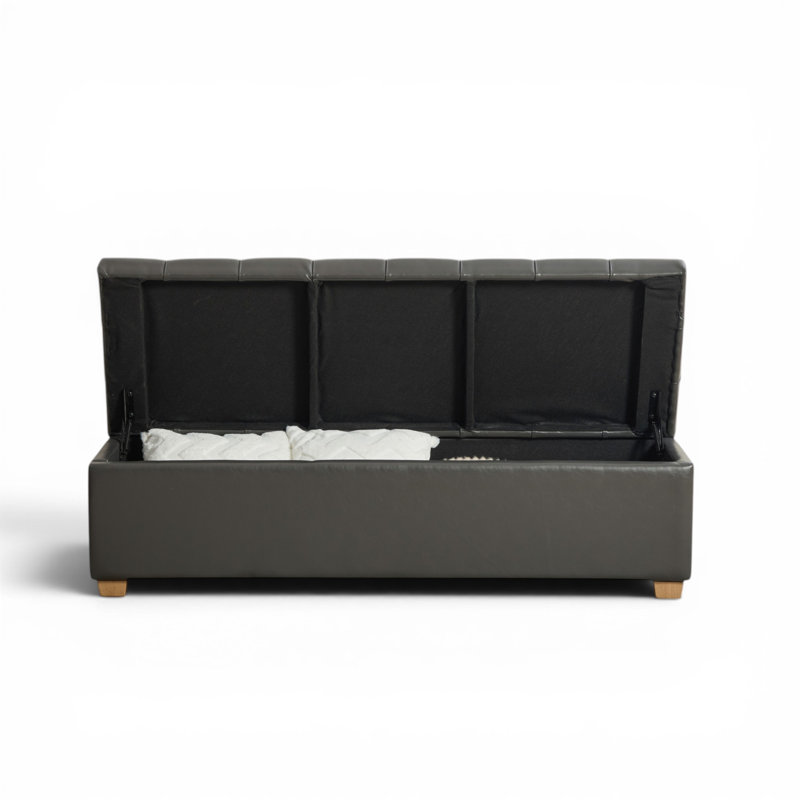 60.2" W Tufted Upholstered Storage Bench, Gray