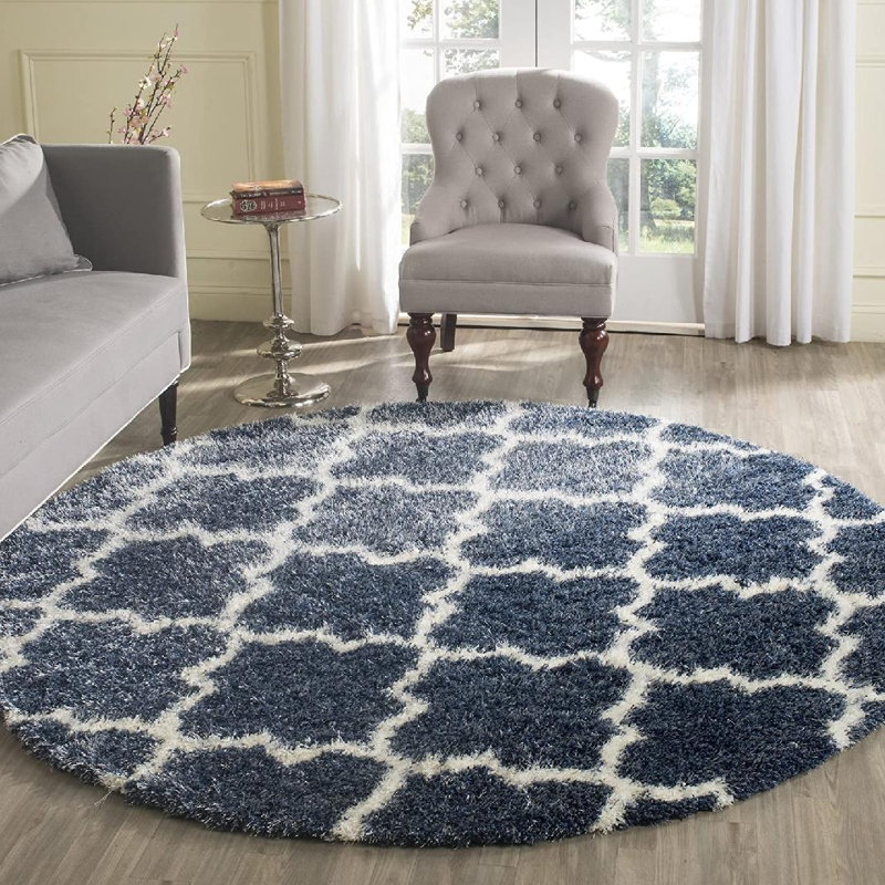Bertl Sgm-Montreal Shag Performance Geometric Rug, Round 6'7"