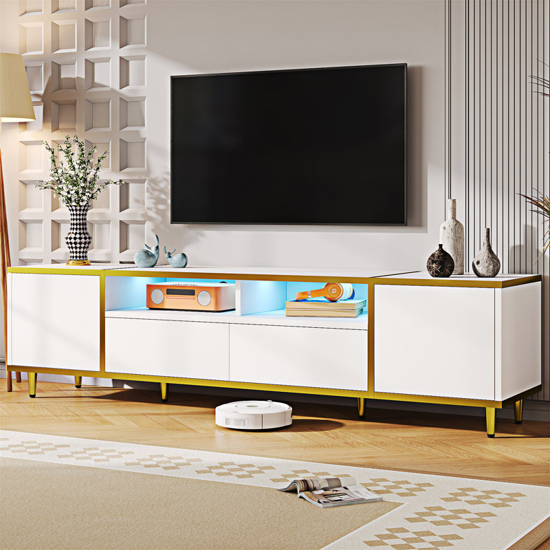 TV Stand Entertainment Center With Storage, White