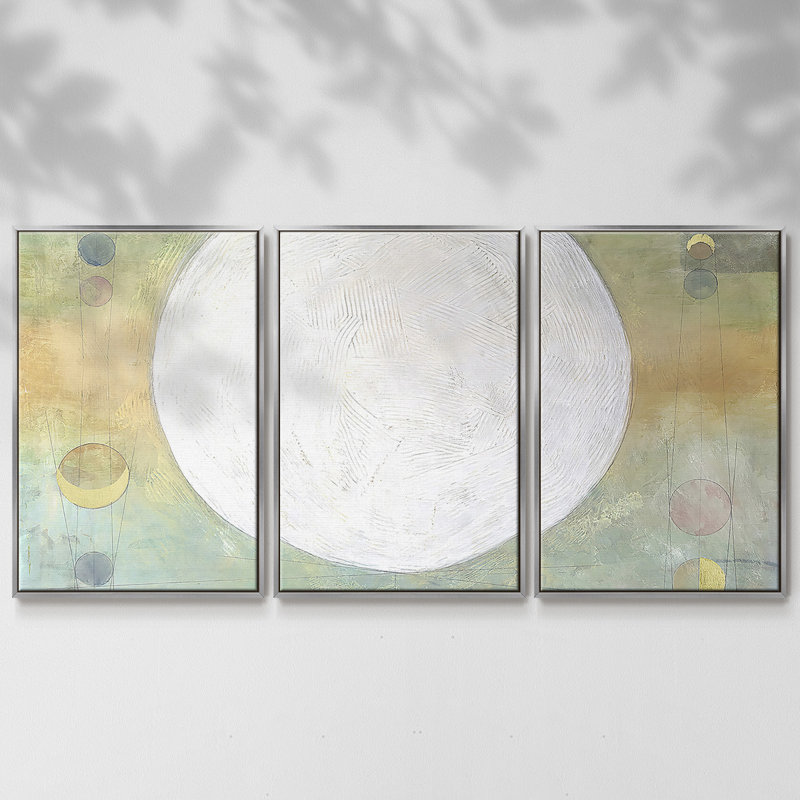 Celestial Skies I - Toile encadrée multi-pièces, H 36 po x l 75 po x P 2 po, Argent