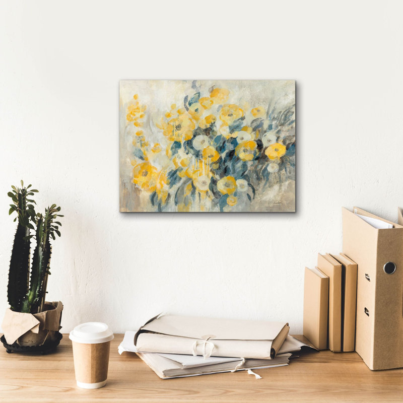 «Flowers On A Rainy Day» par Silvia Vassileva, art mural sur toile, H 12 po x l 16 po x P 0,75 po