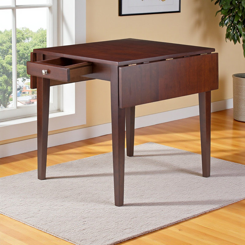 Charly Dining Table in Walnut Finish with Double Drop Leaf, 29.01'' H X 41.55'' W X 30.39'' D