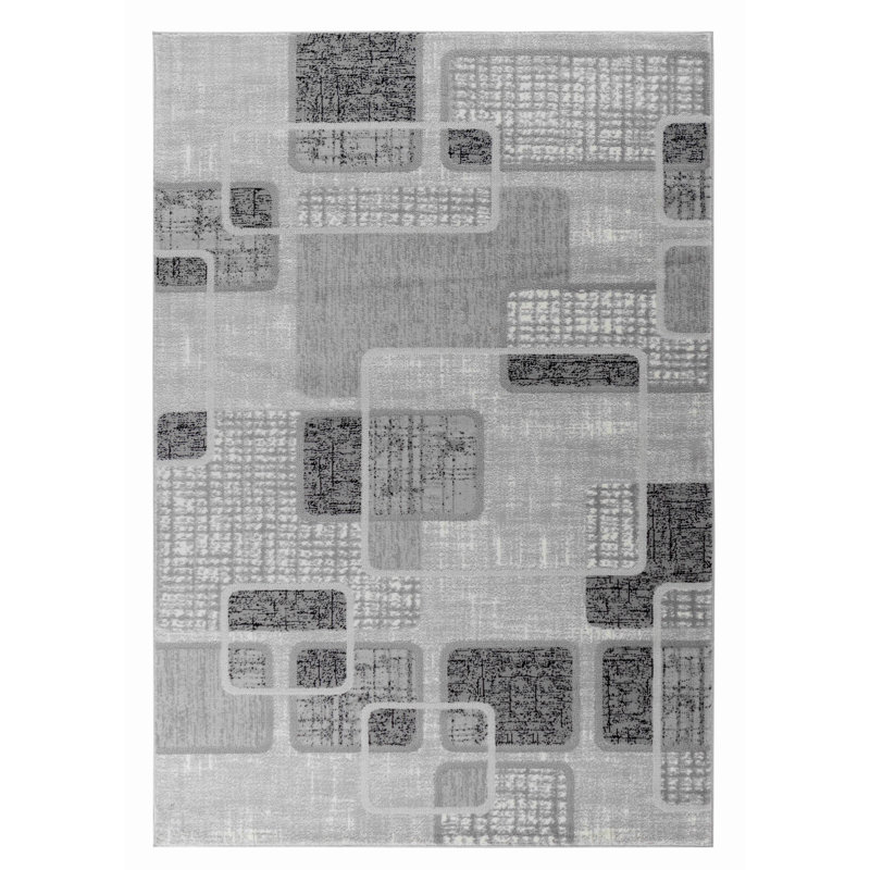 4' X 6' Grey Geometric Area Rug