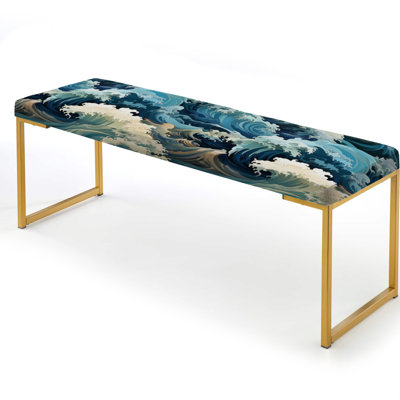 Coastal Upholstered Gold Bench