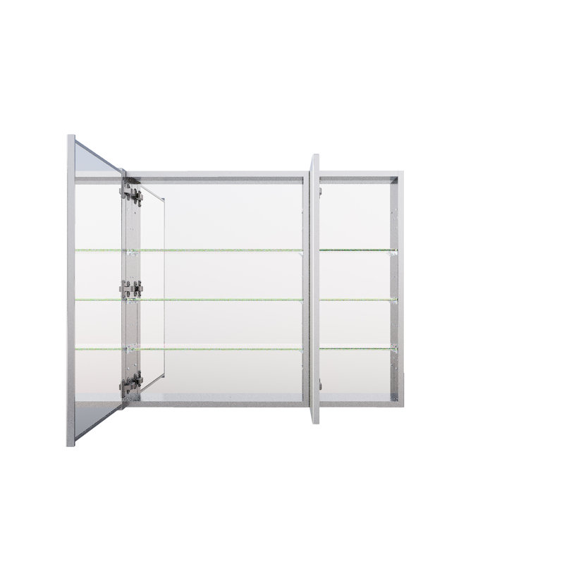 Armoire à pharmacie encastrée ou à fixation murale en aluminium l 36 po x H 30 po avec tablettes réglables en verre