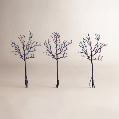 14" Pre-Lit Halloween Black Twig Branch Set