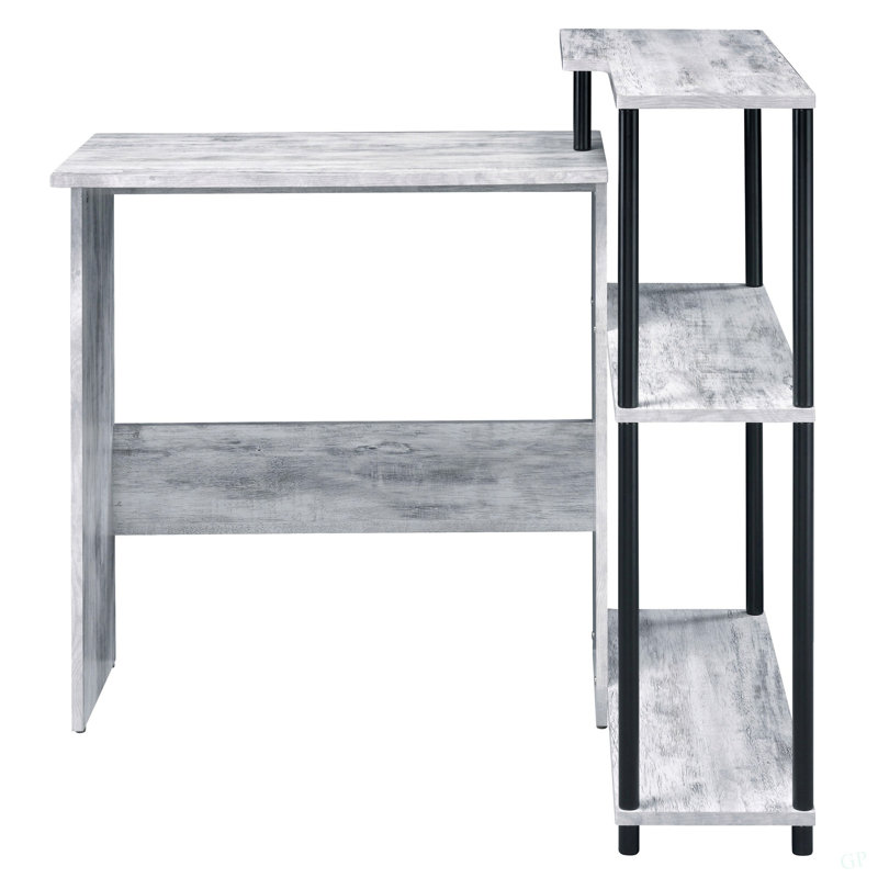 Bureau antique blanc et noir avec bibliothèque