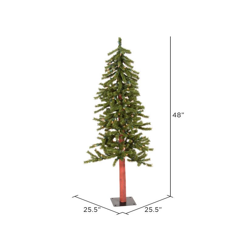 Tiny Green PVC Alpine Artificial Christmas Tree with Lights