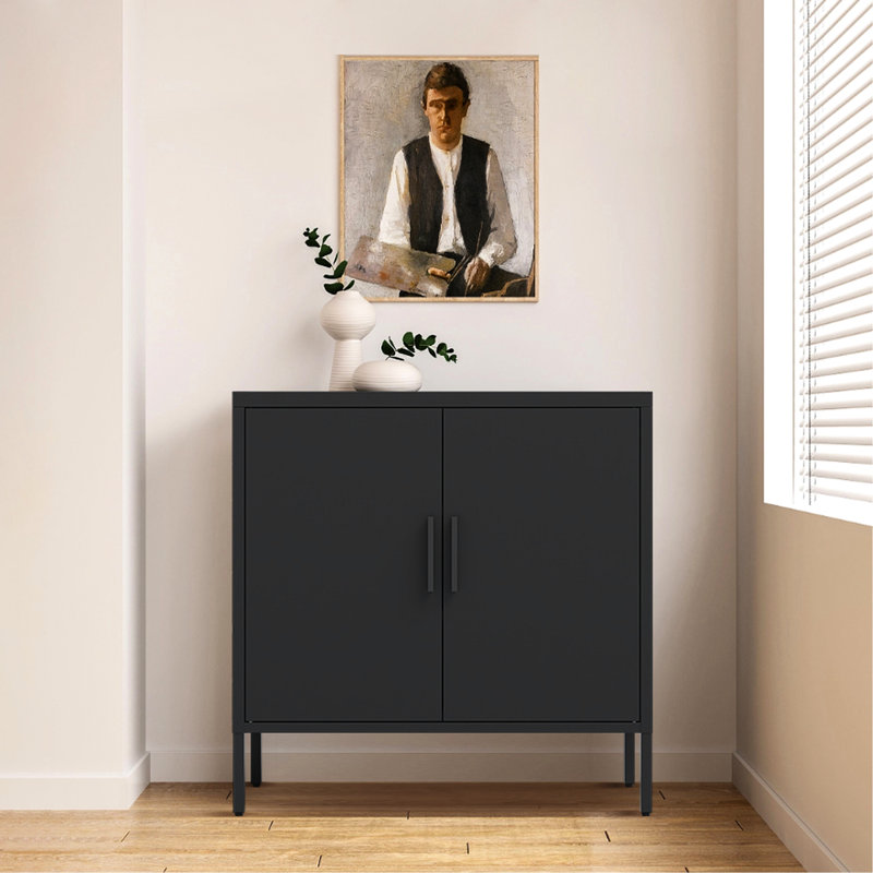 Metal Storage Cabinet With Adjustable Shelves And High - Grade Lock, Black Finish, Frame, Suitable For Office Gym, Easy To Up Steel, , Gym Office, Fast Installation