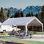 Abri d'auto 12 x 20 Carports résistant, résistant à la pluie et à l'abri des rayons UV, garage portable pour voiture, tente de bateau, gris / blanc / jaune-107659925