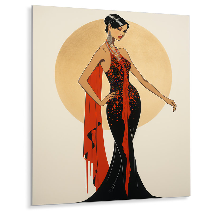 «Graces Lady with Red Scarf - Modern Woman», reproduction d'art murale, H 32 po x l 16 po, Sans cadre