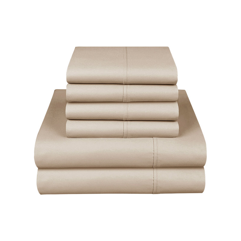 Sheet Set6 Microfiber Sheet Set, Beige, Queen Sheet Set + 1 Fitted Sheet +4 Pillowcases