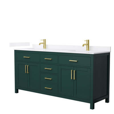 Beckett 72" Freestanding Double Bathroom Vanity with Quartz Top