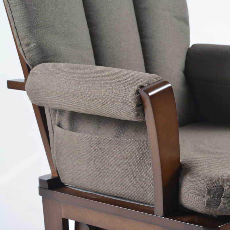 Fauteuil oscillant et repose-pieds Joy, Anthracite, Bois espresso
