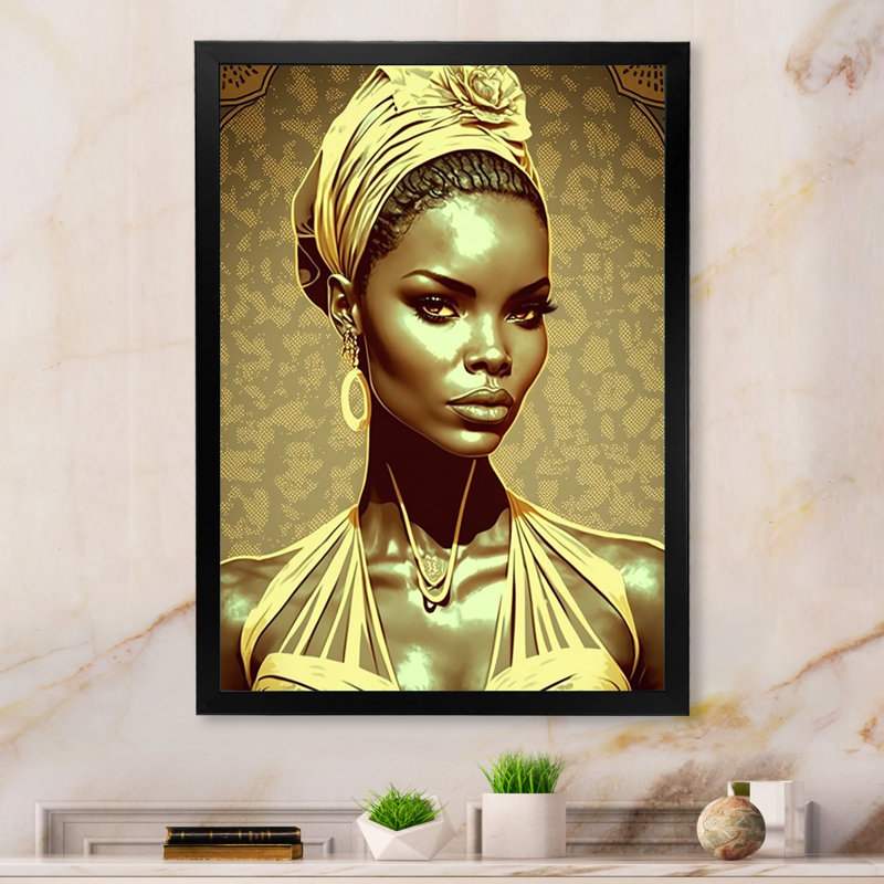 «Ebtehal Beautiful Retro African American Model VI», reproduction sur toile, H 44 po x l 34 po x P 1,5 po, Cadre photo noir