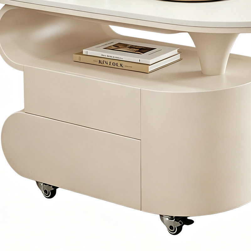 Table basse Italian Luxury Creative, H 19,68 po x l 31,49 po x P 15,74 po, Blanc/Crème