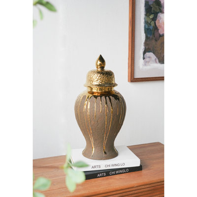 Pot à gingembre en céramique 8,5 x 8,5 x 16,3 po avec couvercle