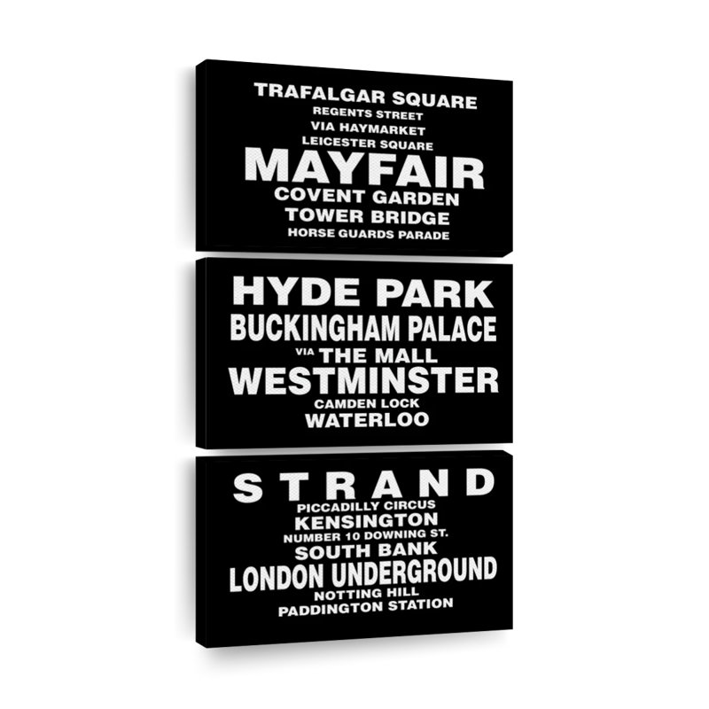 «Travel And Adventure Quotes London Bus Roll On Canvas», reproduction de 3 pièces, H 27 po x l 12 po x P 1 po