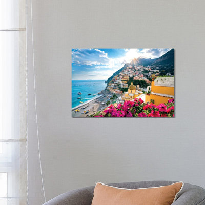 Positano, Church Santa Maria Assunta V by Susanne Kremer - Floater Frame Rectangle Print on Canvas