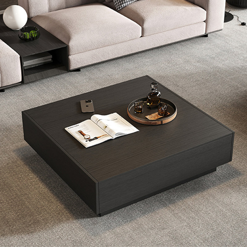 Creative minimalist square coffee table, 13.8" H x 39.4" L x 39.4" W, Black, Black
