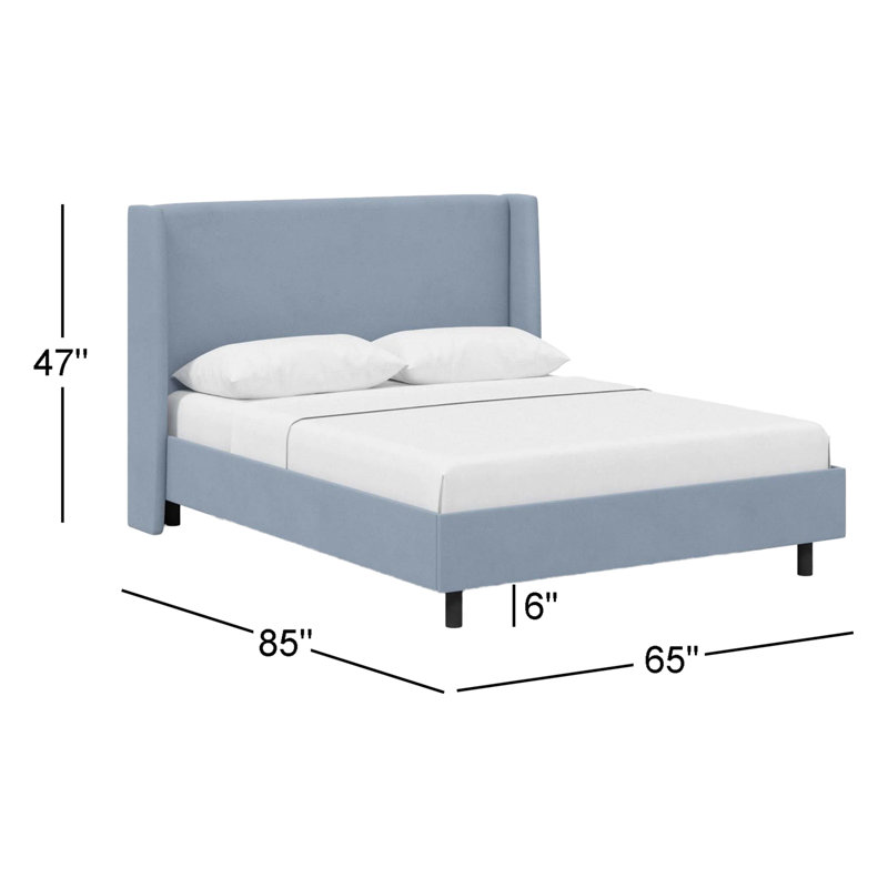 Tilly Upholstered Low Profile Platform Bed, Queen, Classic Ocean Velvet