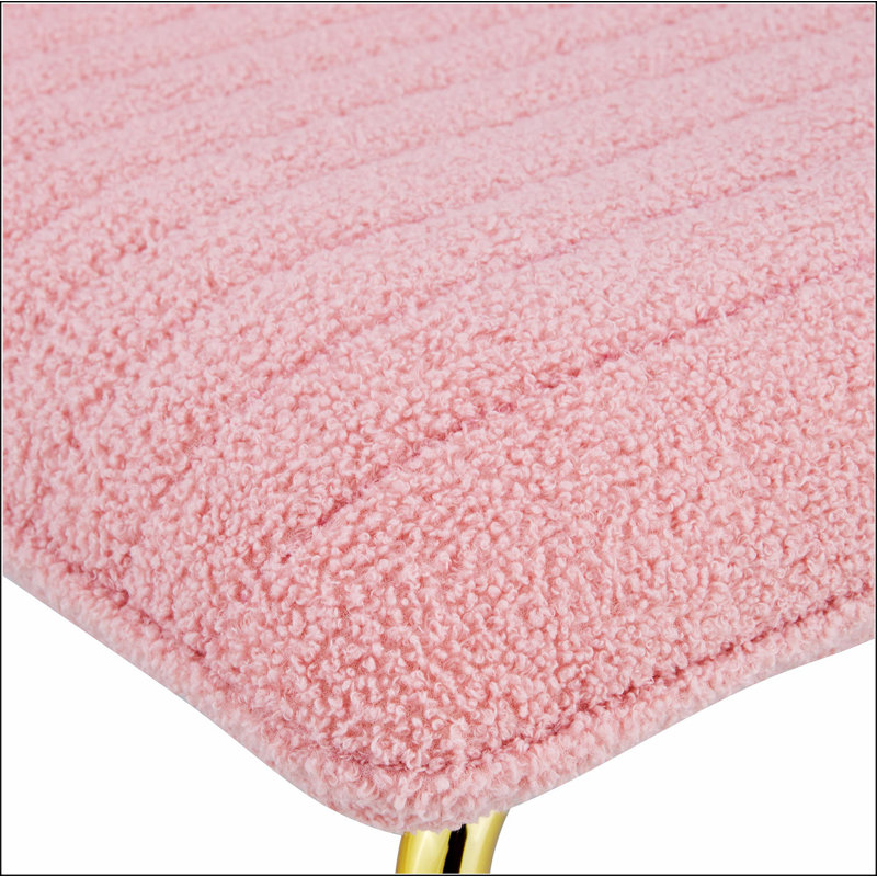 One White minimalist armless sofa chair with plush cushion and backrest paired, Pink Plush