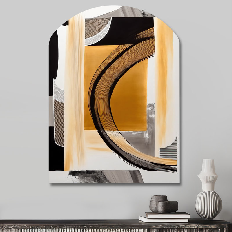 Glam Art Deco Abstract III - voûte abstraite, décoration murale asymétrique en métal, H 34 po x l 25 po