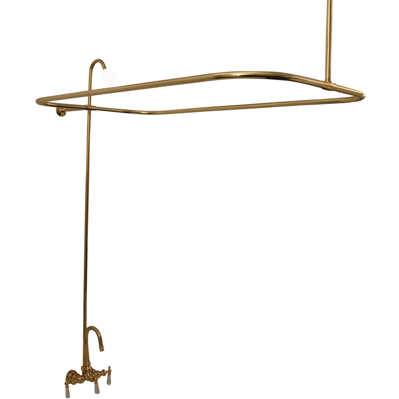 3 Handle Clawfoot Tub Faucet and Diverter, Polished Brass