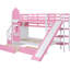 Lit superposé Twintwin - rose, avec 2 tiroirs, 3 tablettes et une glissoire, cadre, pouvant accueillir plus de 6 personnes, créant un espace personnel dans la chambre à coucher