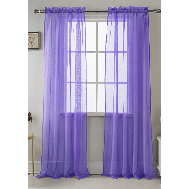 Landose Sheer Curtain Single Panel, Neon Purple, 55" W x 90" L