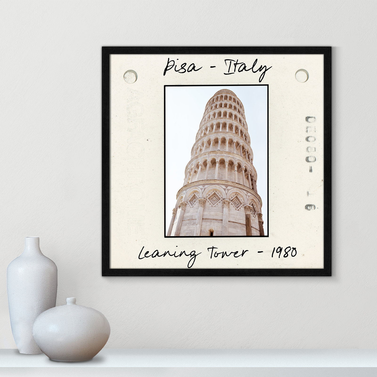 Ritona "Pisa, Italy - Leaning Tower" Print, Black Single Picture Framed Paper, 23.5" H x 23.5" W x 0.75" D