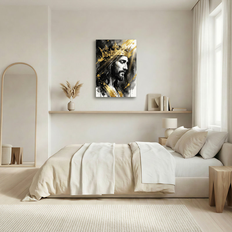 Art mural sur toile Gallery Wrap pour le salon, la chambre à coucher, le bureau ou le vestibule - Décoration murale décorative avec couronne dorée