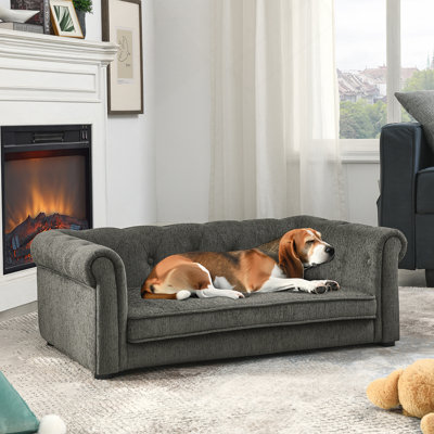 Elevated Dog Sofa, 40” Rectangular Comfortable Pet Bed – Great For Small/medium Dogs (100lbs), Easy-clean Fabric, Cute Pet Furniture, Raised Style, Fits Any Room Decor