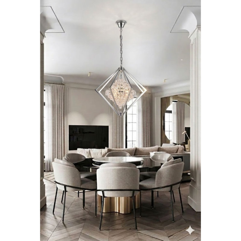 Savanah 4-Light Chandelier With Clear Crystal Accents, Chrome