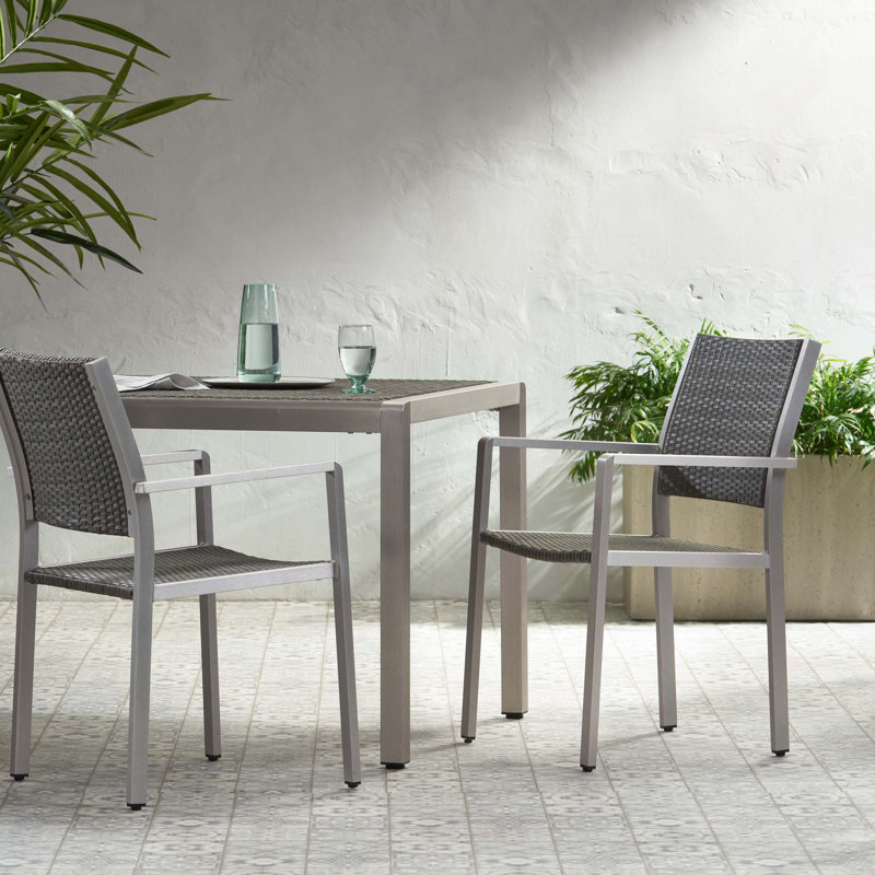 Ensemble de 2 chaises d'extérieur en osier avec cadres en aluminium Cape Coral