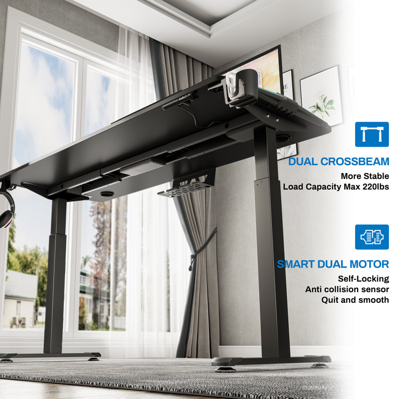 166.4cm W Height Adjustable Rectangular Computer Desk