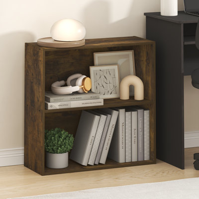 Bibliothèque Malm, bibliothèque à 2 niveaux, bibliothèque avec tablettes ouvertes, 9,5 x 24,6 x 23,7, pour salon, chambre à coucher, bureau personnel, pin ambre