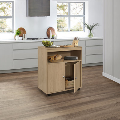 Arlinde 27" Microwave Kitchen Cart, 2-Door Accent Storage Cabinet by Hokku Designs