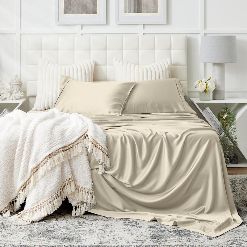 King Cream Organic Bamboo Rayon Bed Sheet Set