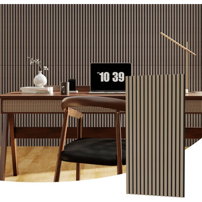 Panneaux muraux muraux 3D à lattes de bois cannelées - Insonorisation décorative, réduction et absorption du bruit - Idéal pour le cinéma maison, le bureau, le studio - paquet de 2, 47,2 po x 11,8 po - 120 x 30 cm, 2 pièces