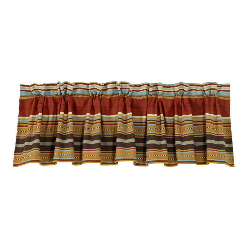 Calhoun Orange Brown Blue Striped Western Window Valance Rod Pocket 18x84 inch