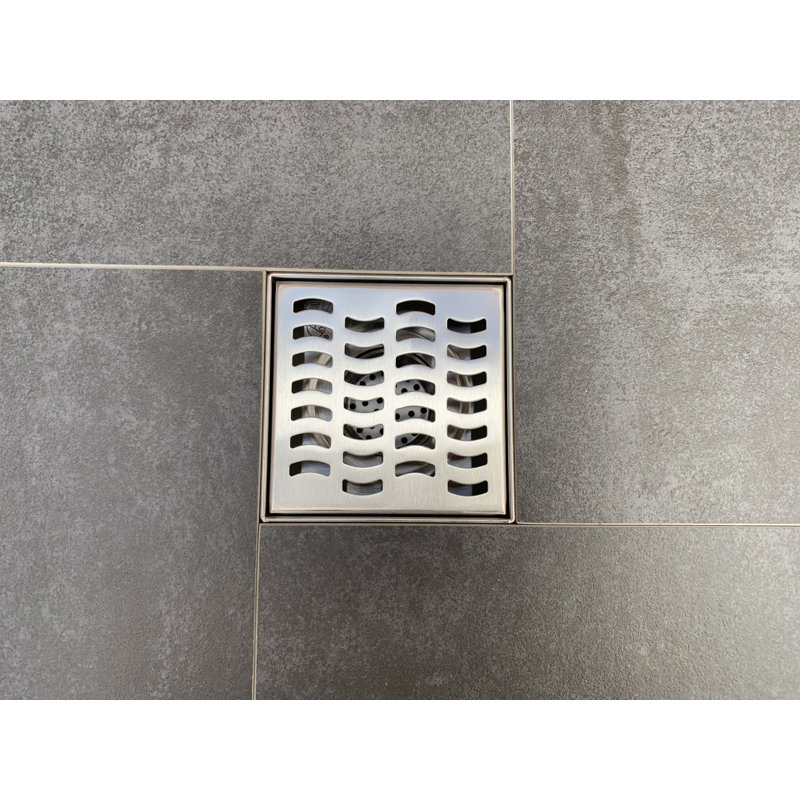 Drain carré carré 4 x 4 pouces en acier inoxydable 304 brossé