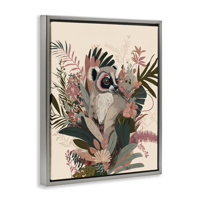 «Lemur with Hibiscus Plants», art mural par Fab Funky