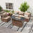 4-Person Rattan Sectional Conversation Sets With Fire Pit Table, Coffee Table-1040593629