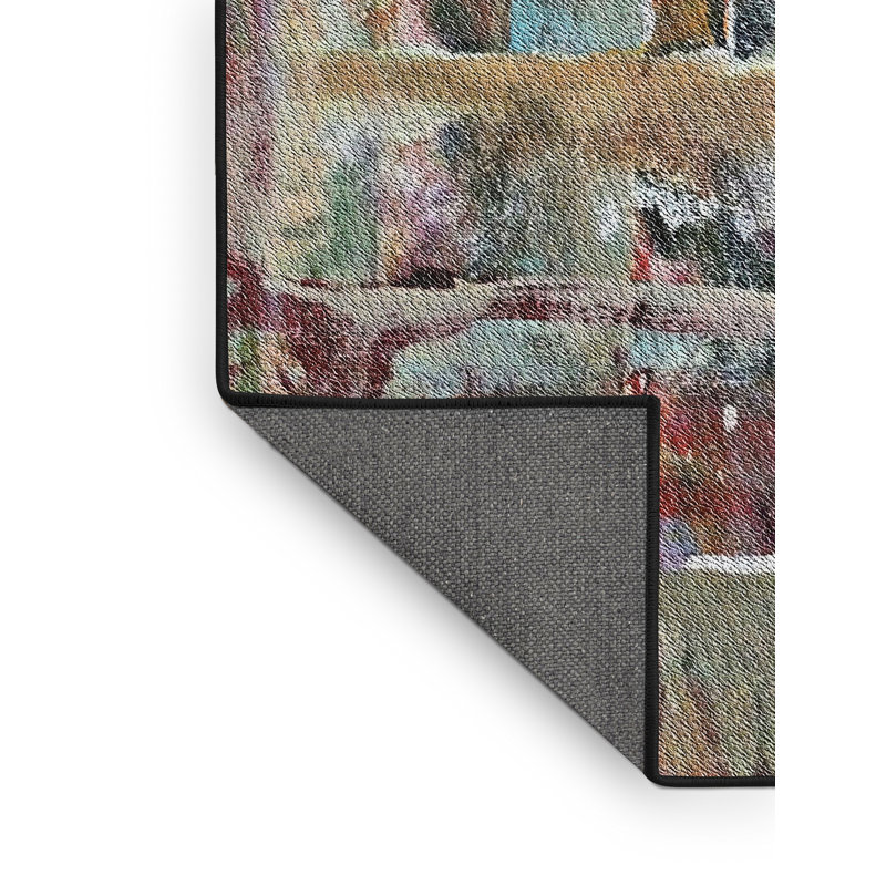 Tapis gris/brun/noir à motifs, Rectangle 5 pi x 7 pi