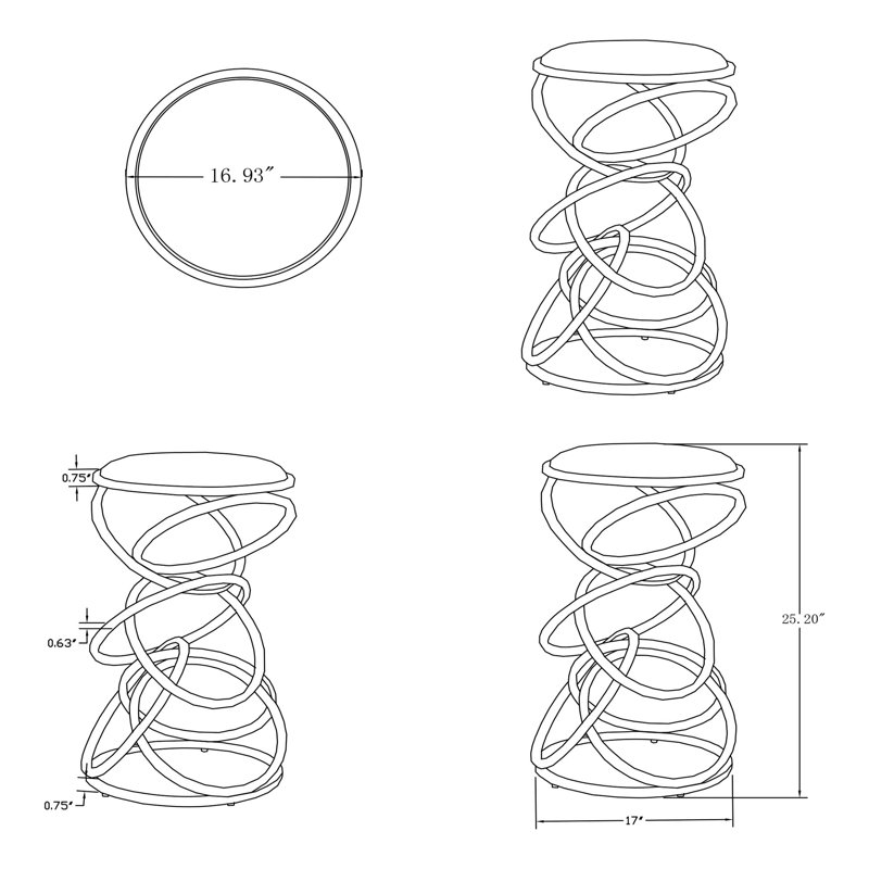 Insaf Interlocking Multi-Ring Counter Stool, White