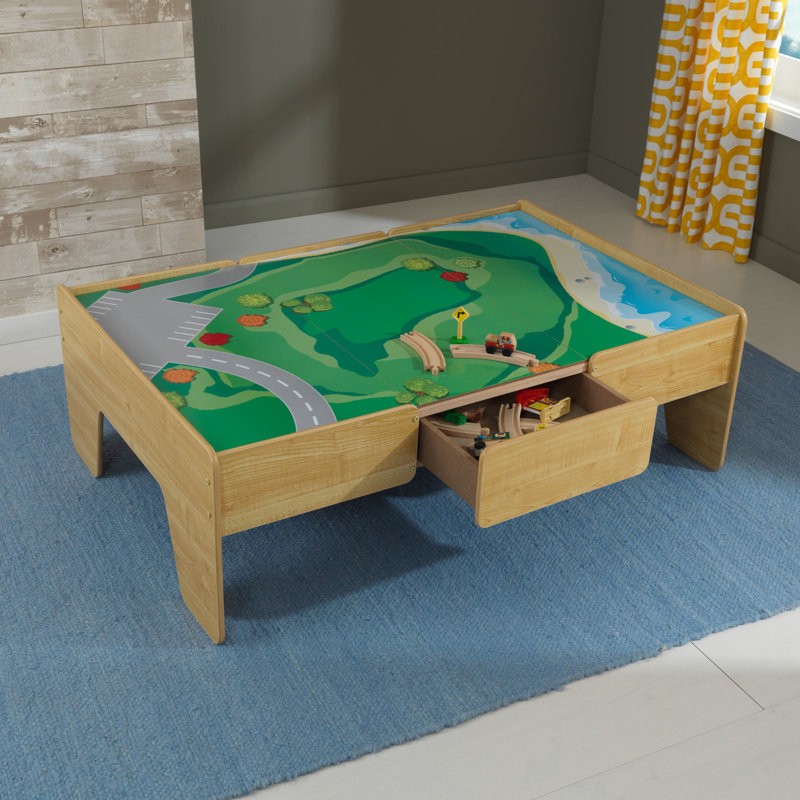 Natural Wooden Double-Sided Train and Activity Table
