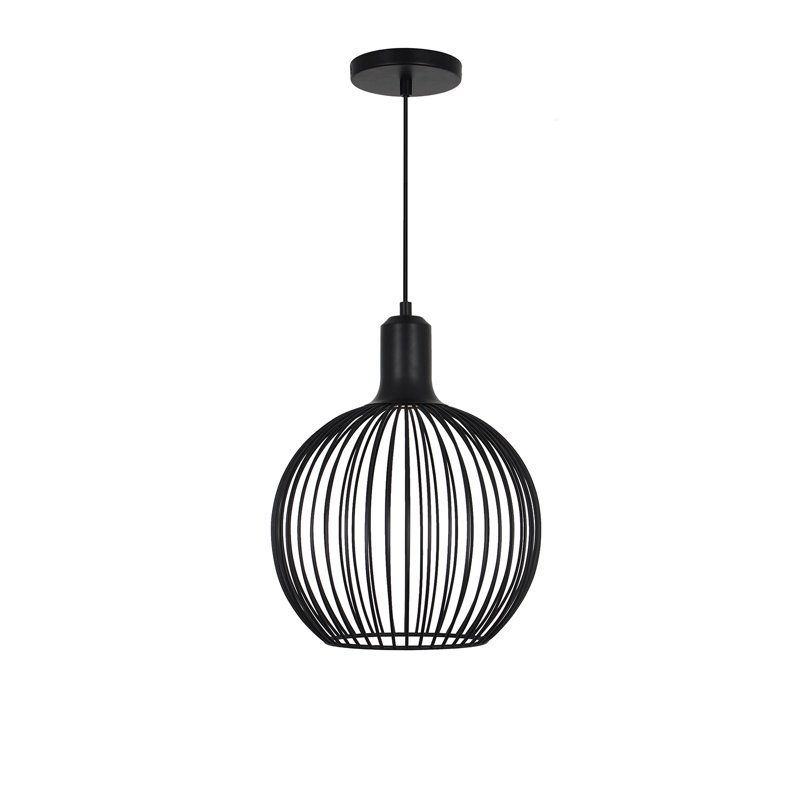 Luminaire suspendu cage sphérique à DEL Orland - noir mat - l 12 po x H 15,25 po, L 12 po x H 15,25 po