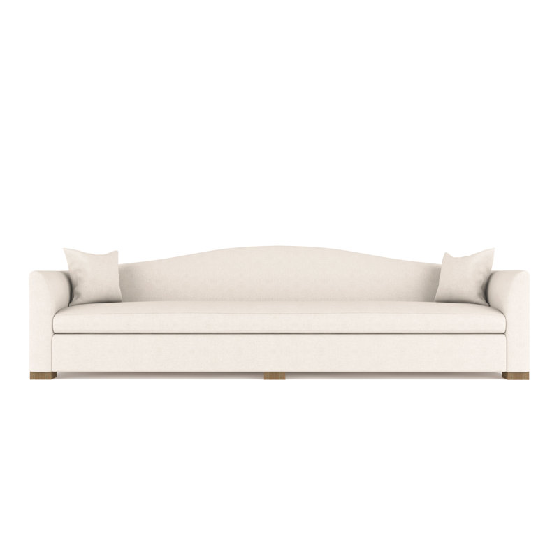 Horatio Camelback Taper Curved-Arm Extra Long Sofa, Box Weave Linen Alabaster, 33" H x 120" W x 40" D, Weathered
